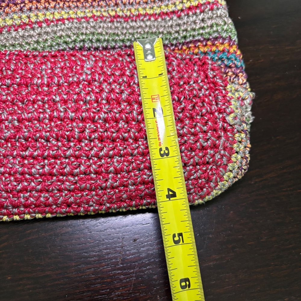 The Sak Boho Crochet Striped Shoulder Colorful Knit Bag Cottagecore Art Hippie - Picture 10 of 13
